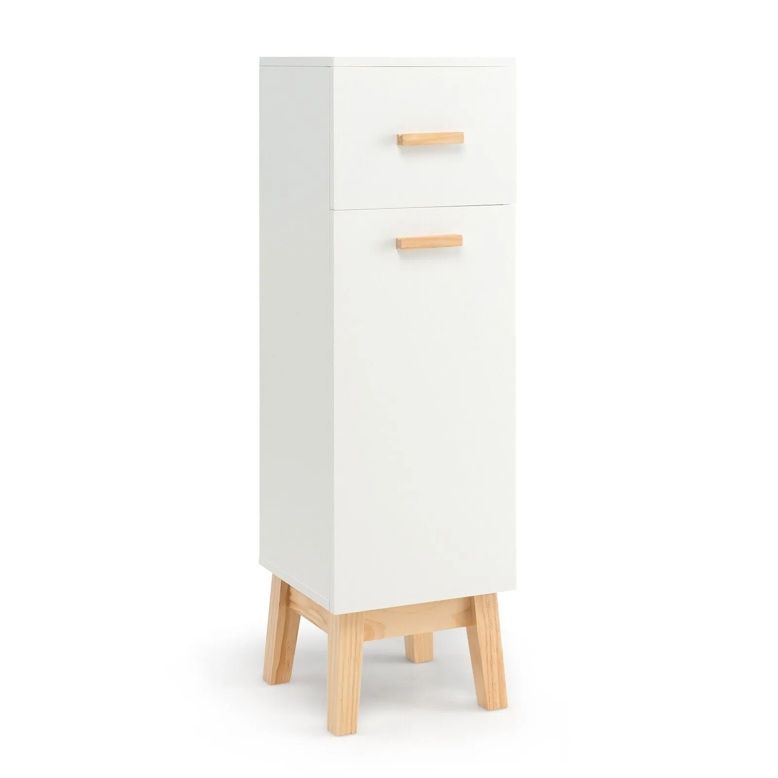 1-Door Freestanding Bathroom Cabinet with Drawer-White