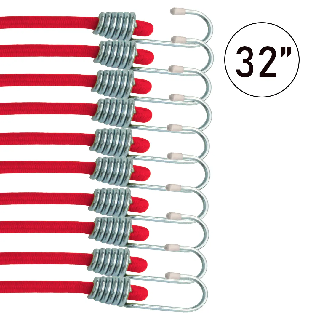 10-Pack 10mm Elastic Cords with Chromed Metal Hooks