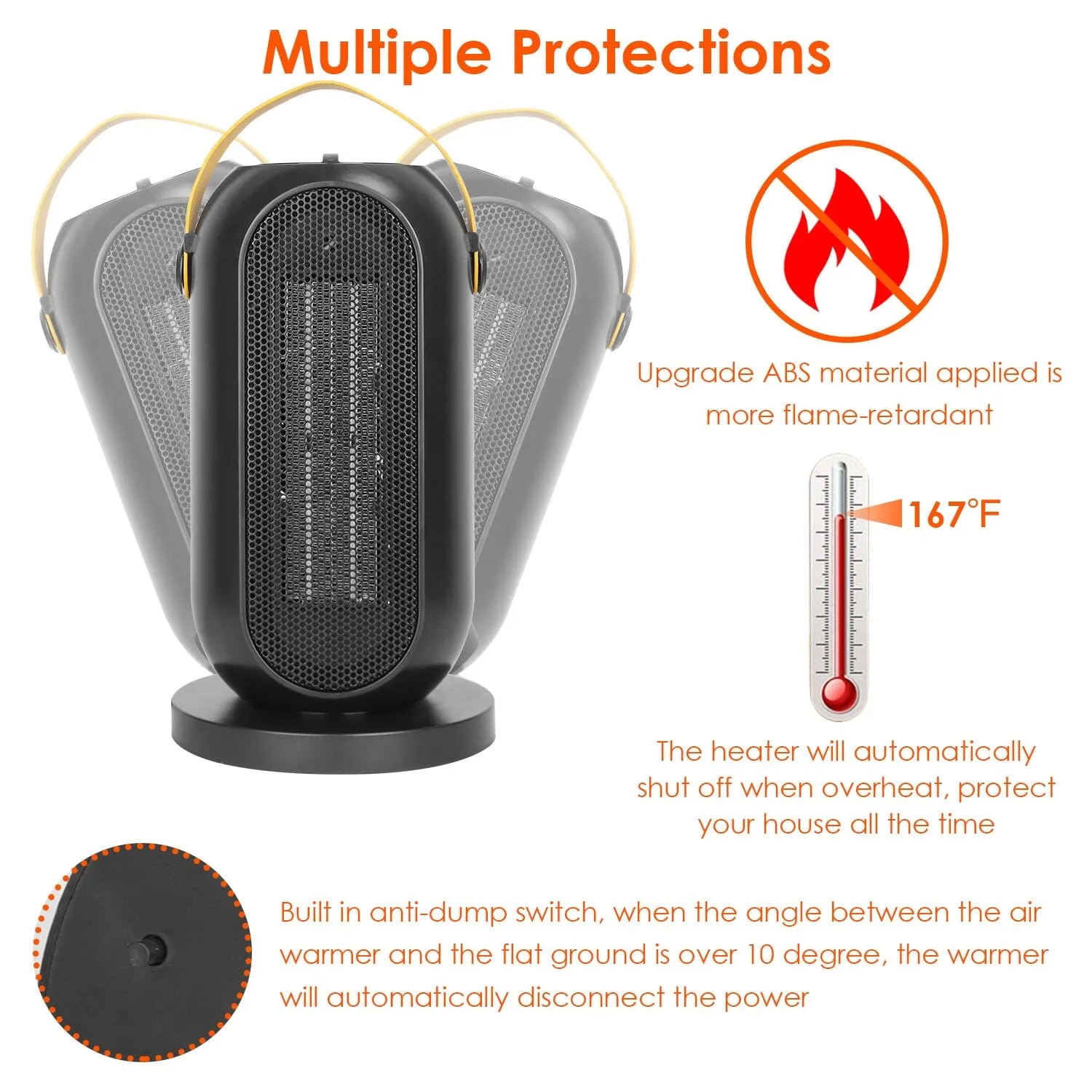 1200W Portable Electric Fan Heater