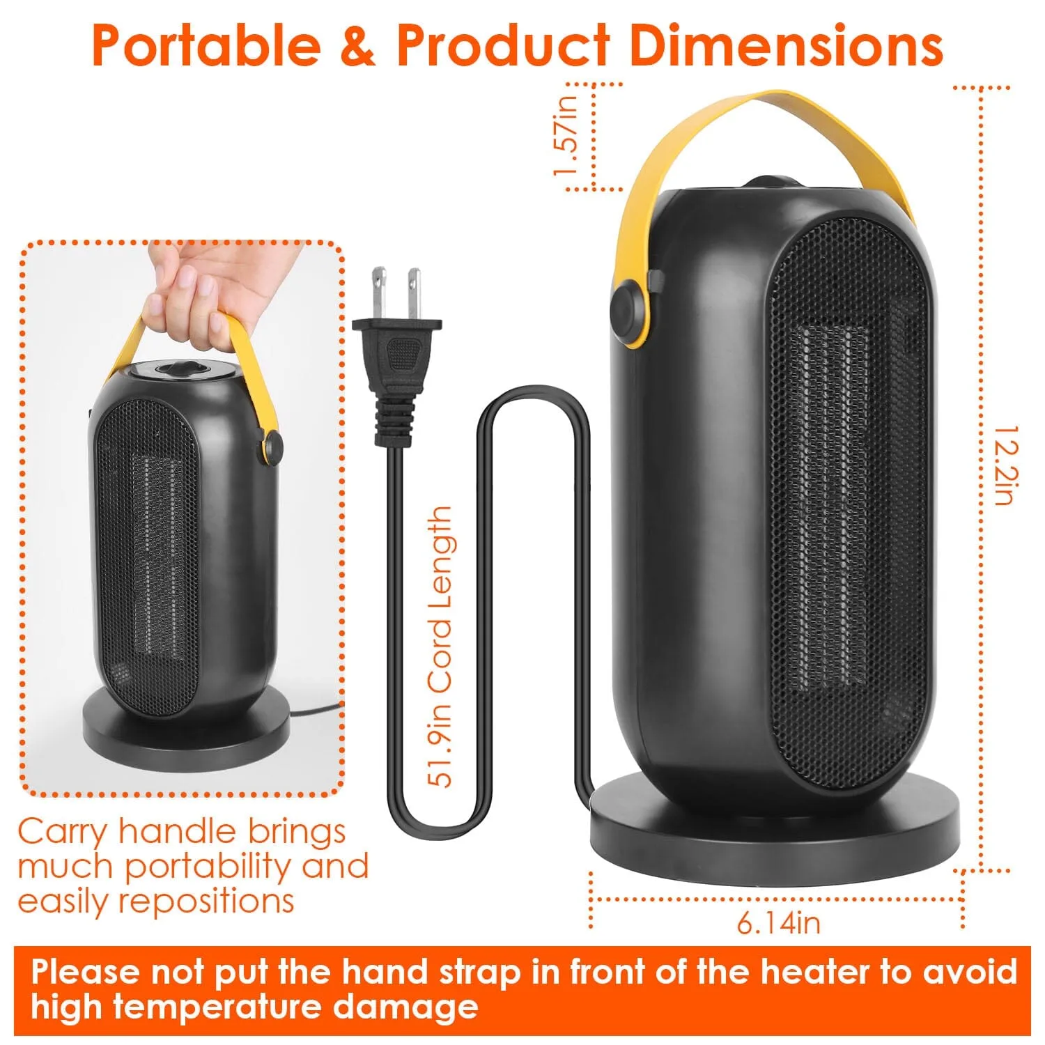 1200W Portable Electric Fan Heater