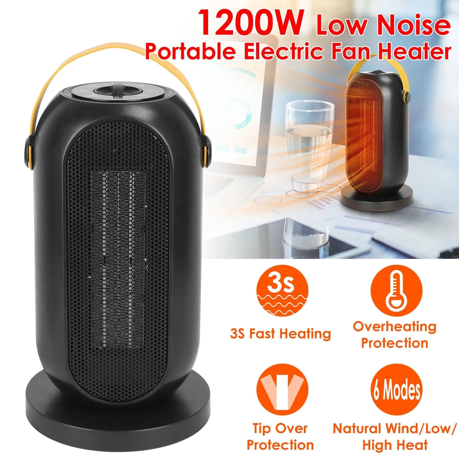 1200W Portable Electric Fan Heater