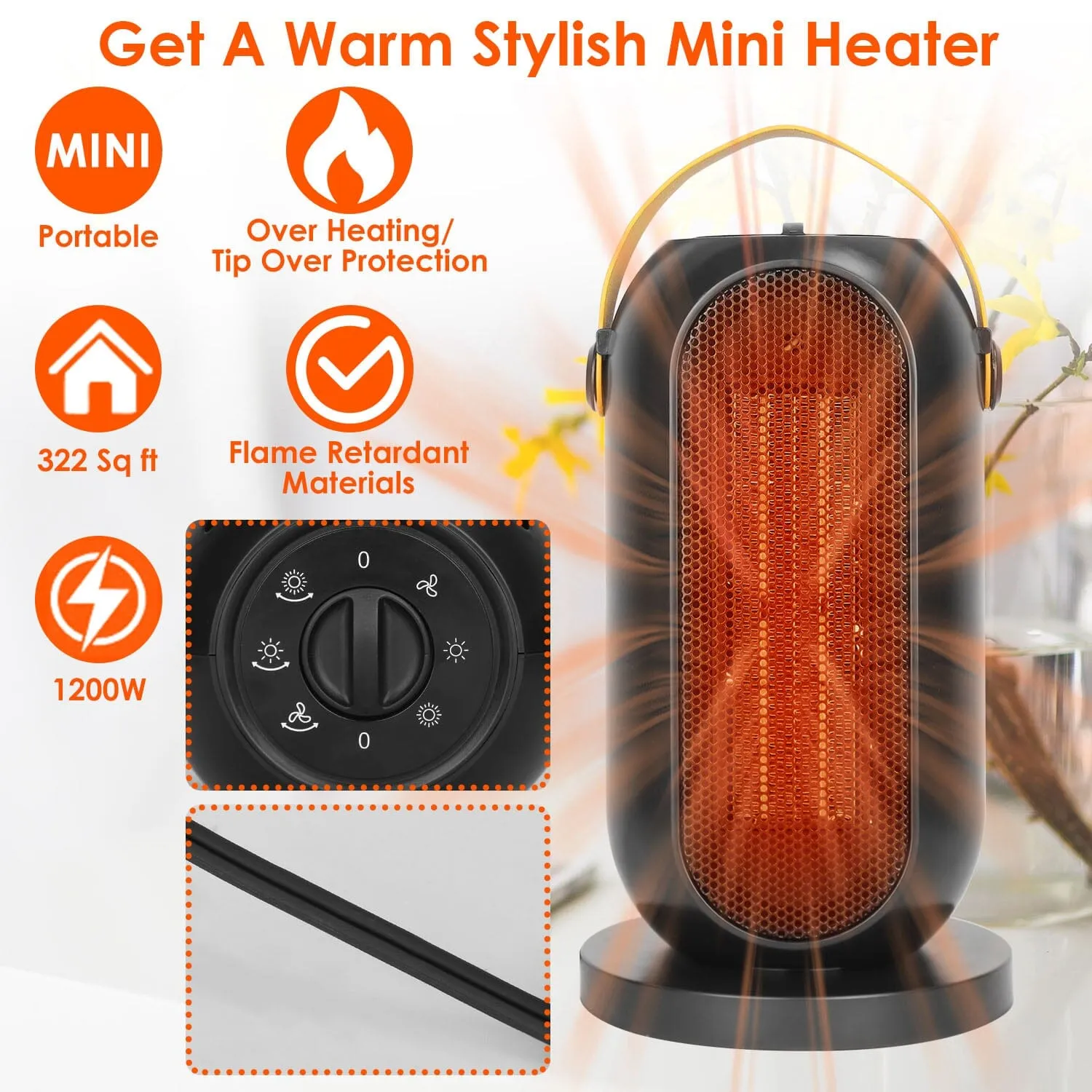 1200W Portable Electric Fan Heater