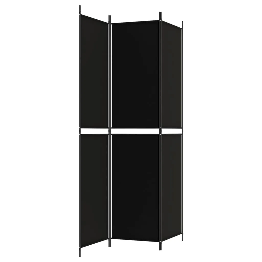 3-Panel Room Divider Black 150x220 cm Fabric