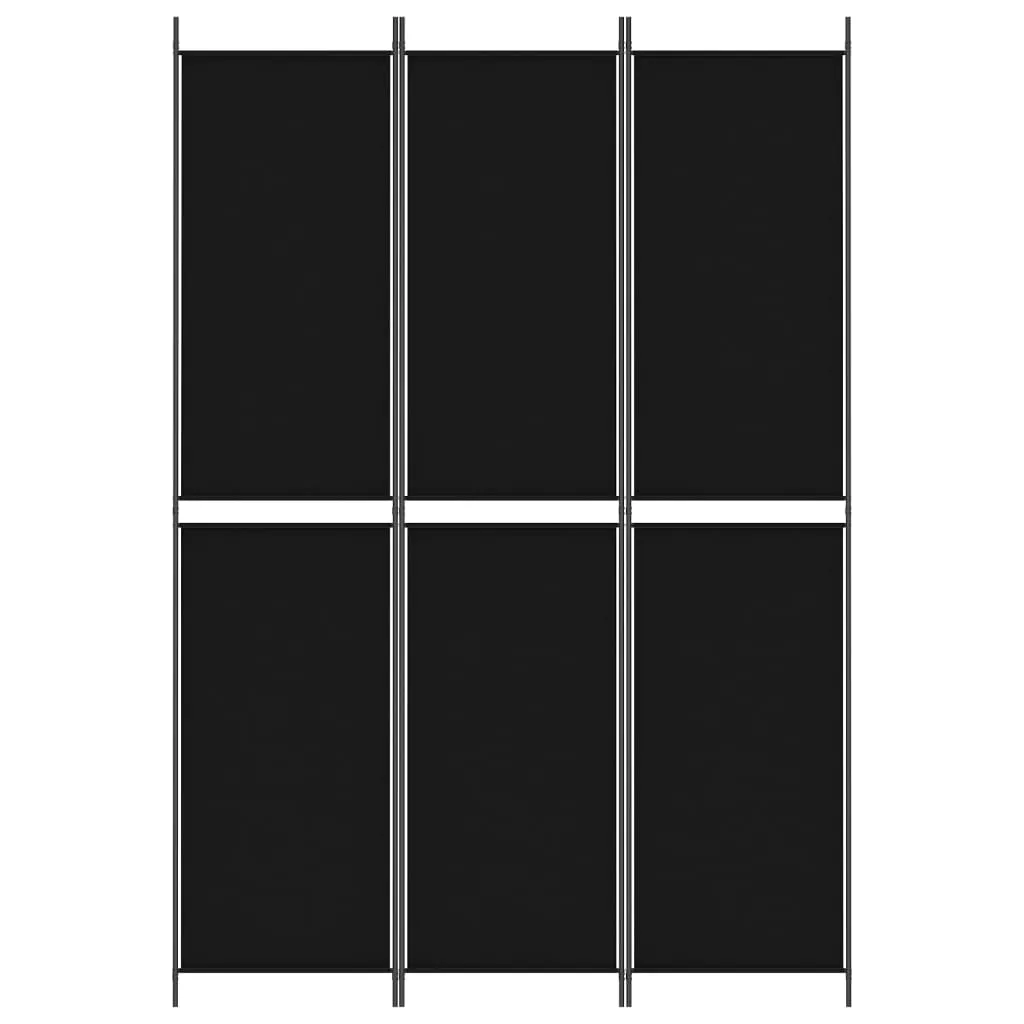 3-Panel Room Divider Black 150x220 cm Fabric