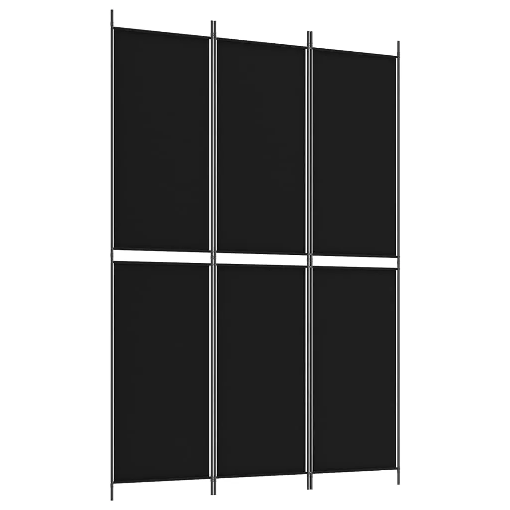 3-Panel Room Divider Black 150x220 cm Fabric