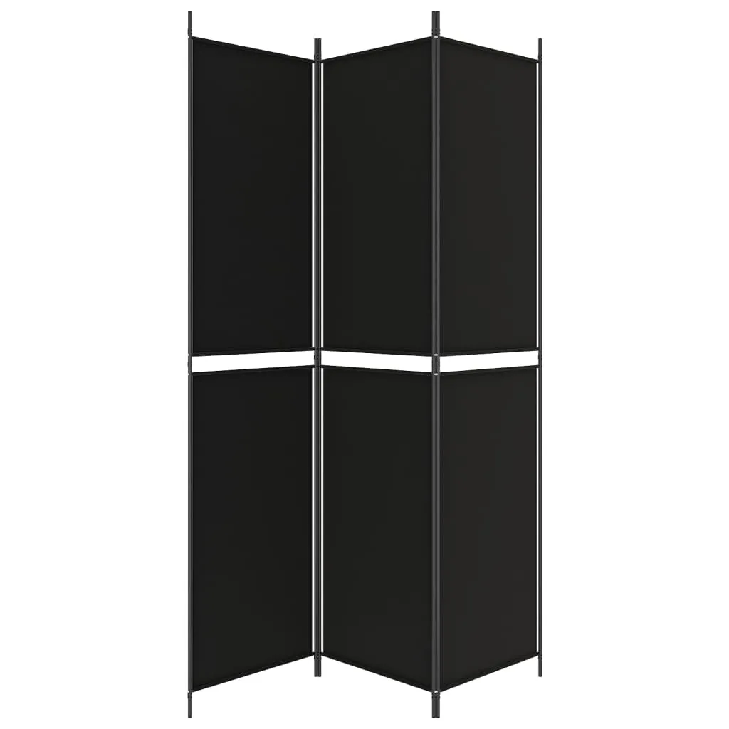 3-Panel Room Divider Black 150x220 cm Fabric