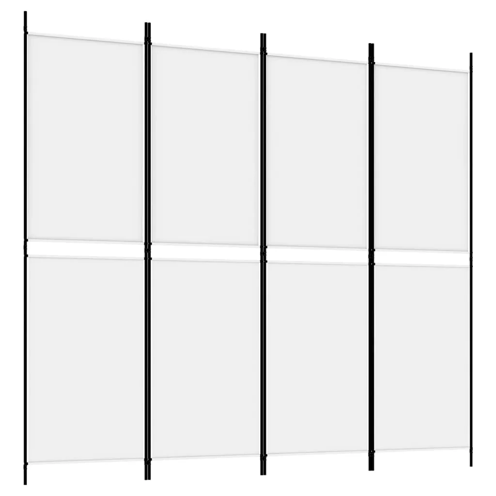 4-Panel Room Divider White 200x180 cm Fabric