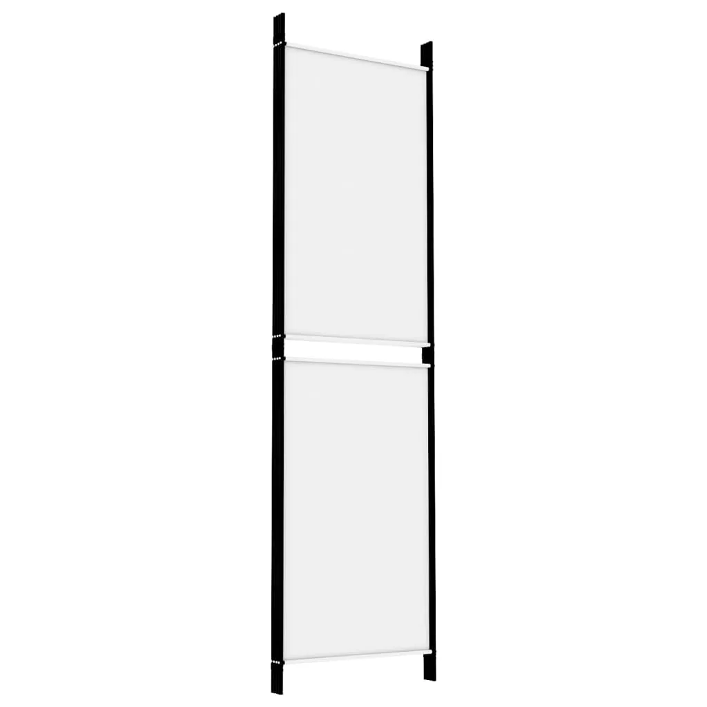 4-Panel Room Divider White 200x180 cm Fabric