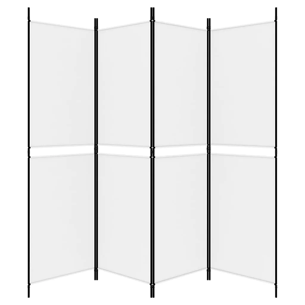 4-Panel Room Divider White 200x180 cm Fabric