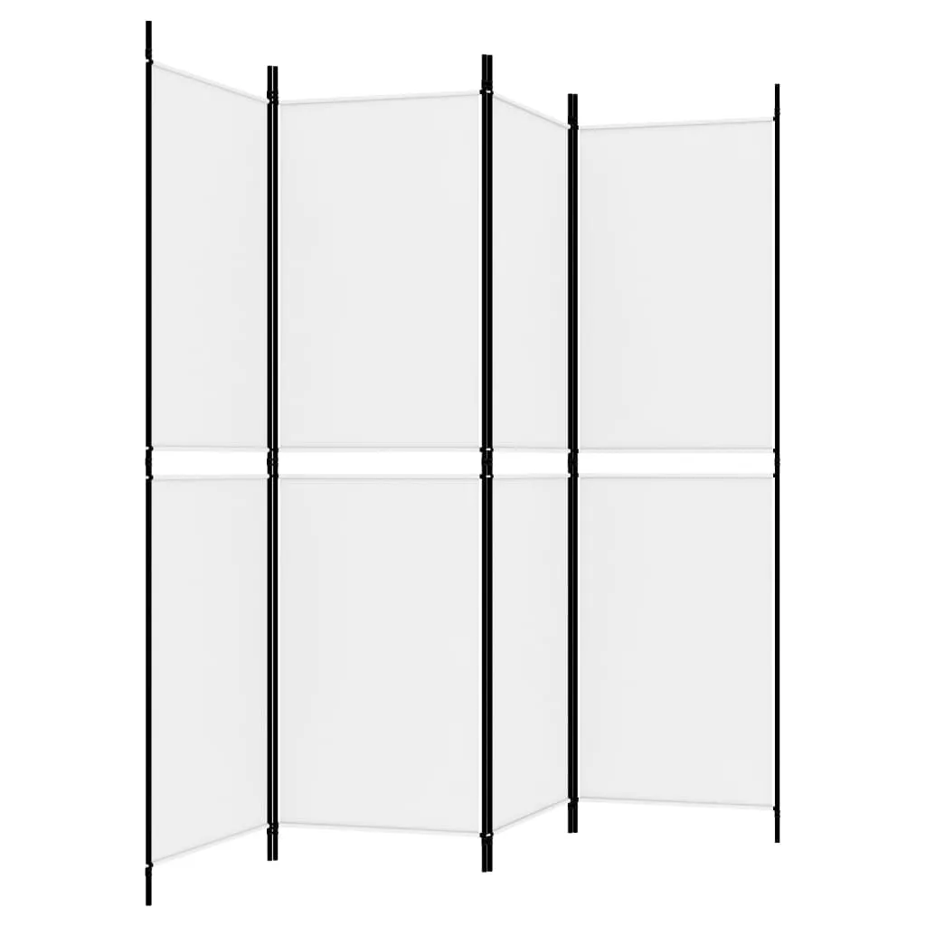 4-Panel Room Divider White 200x180 cm Fabric