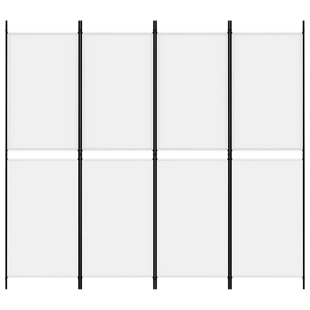 4-Panel Room Divider White 200x180 cm Fabric