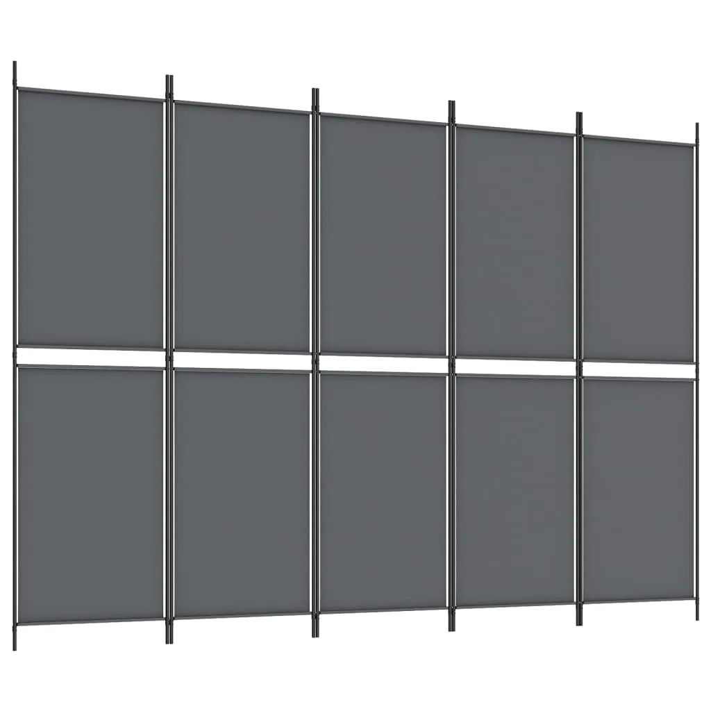 5-Panel Room Divider Anthracite 250x180 cm Fabric