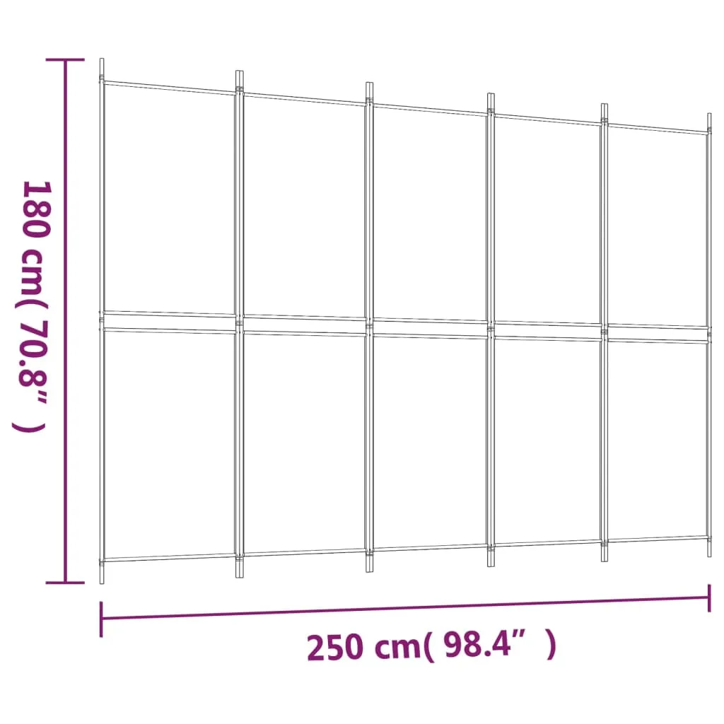 5-Panel Room Divider Anthracite 250x180 cm Fabric