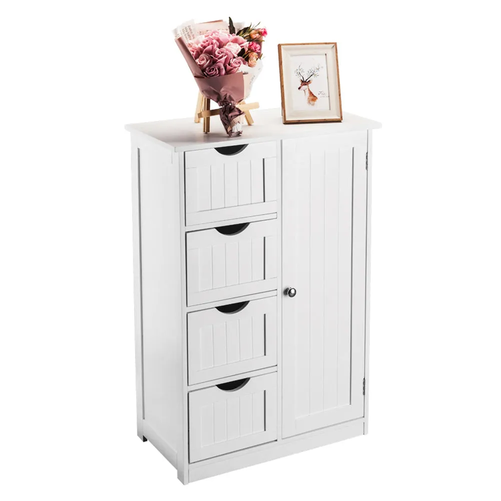 AMYOVE Single Door Bathroom Storage Cabinet with 4 Drawers Waterproof Lightweight