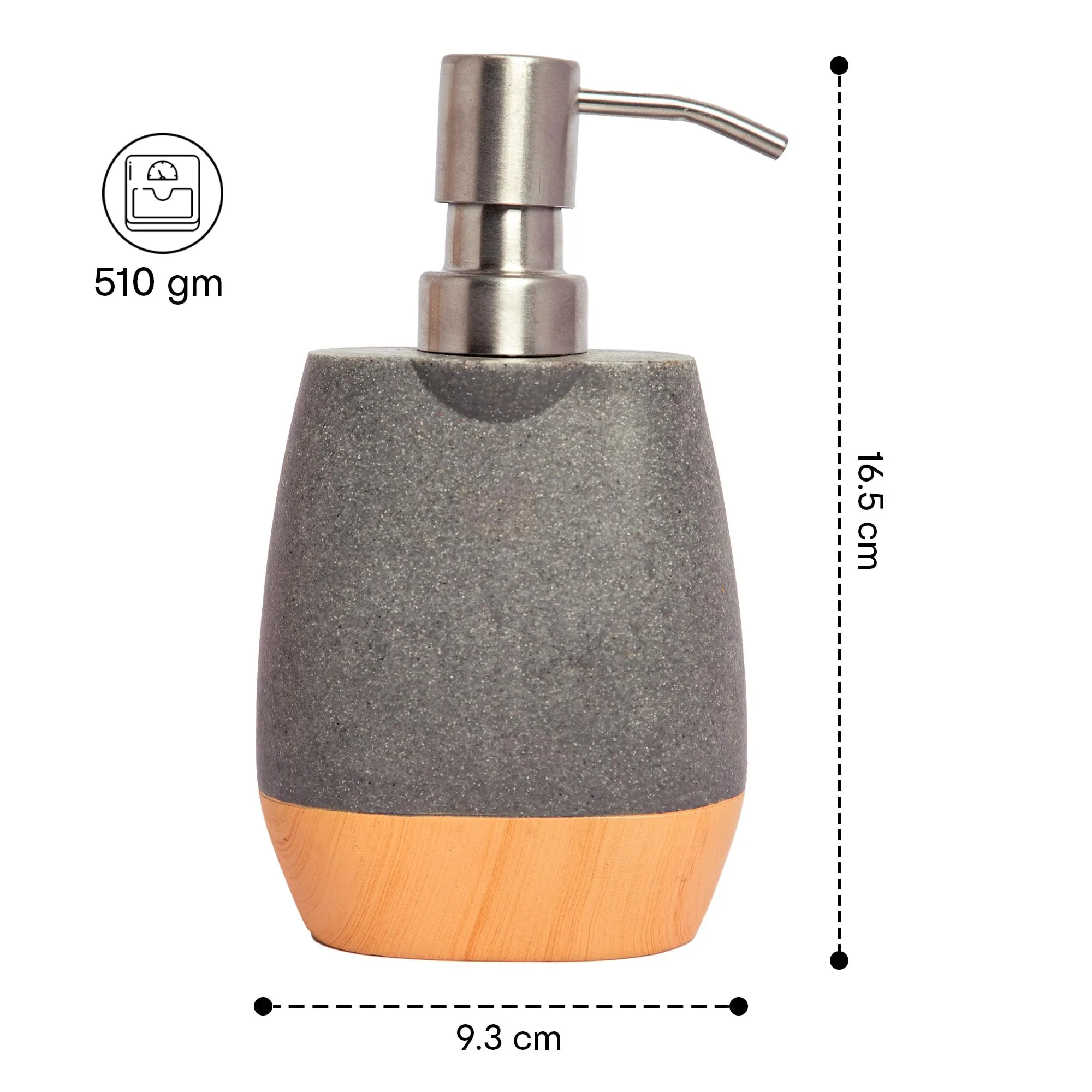 Anko Sanctuary Soap Dispenser | Grey Polyresin Soap Dispenser with Versatile Mounting Options | Grey, 120ml Capacity