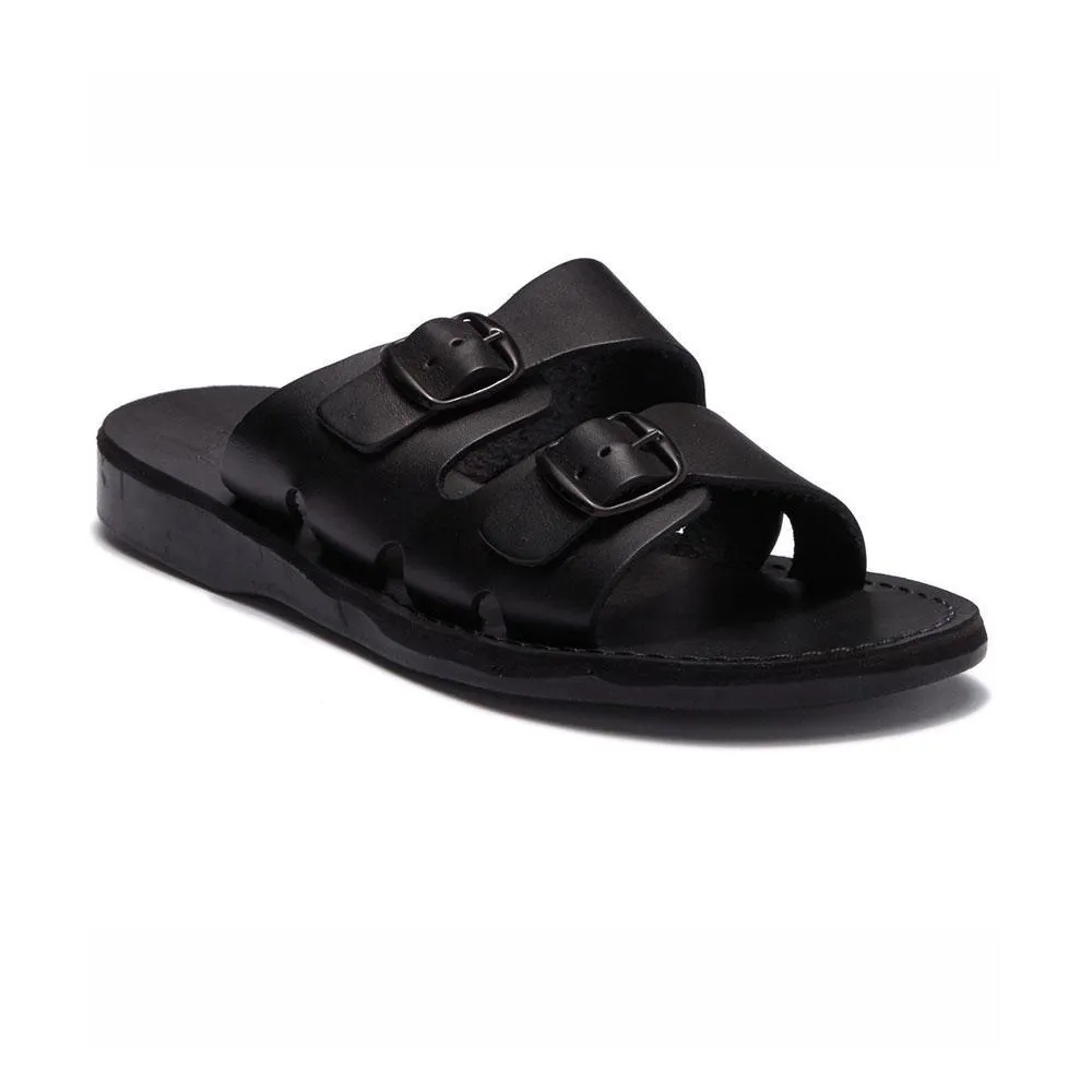 Barnabas - Leather Double Buckle Sandal | Black