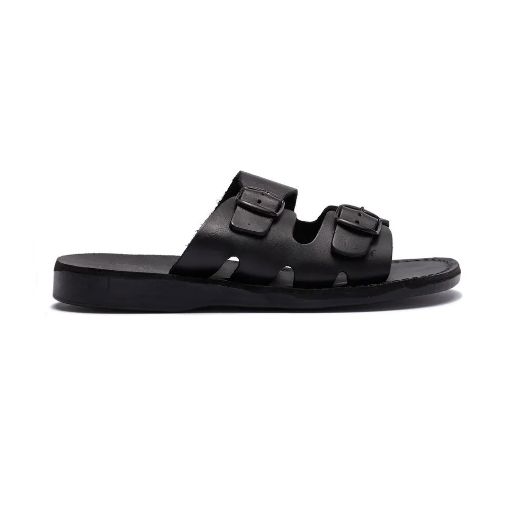 Barnabas - Leather Double Buckle Sandal | Black