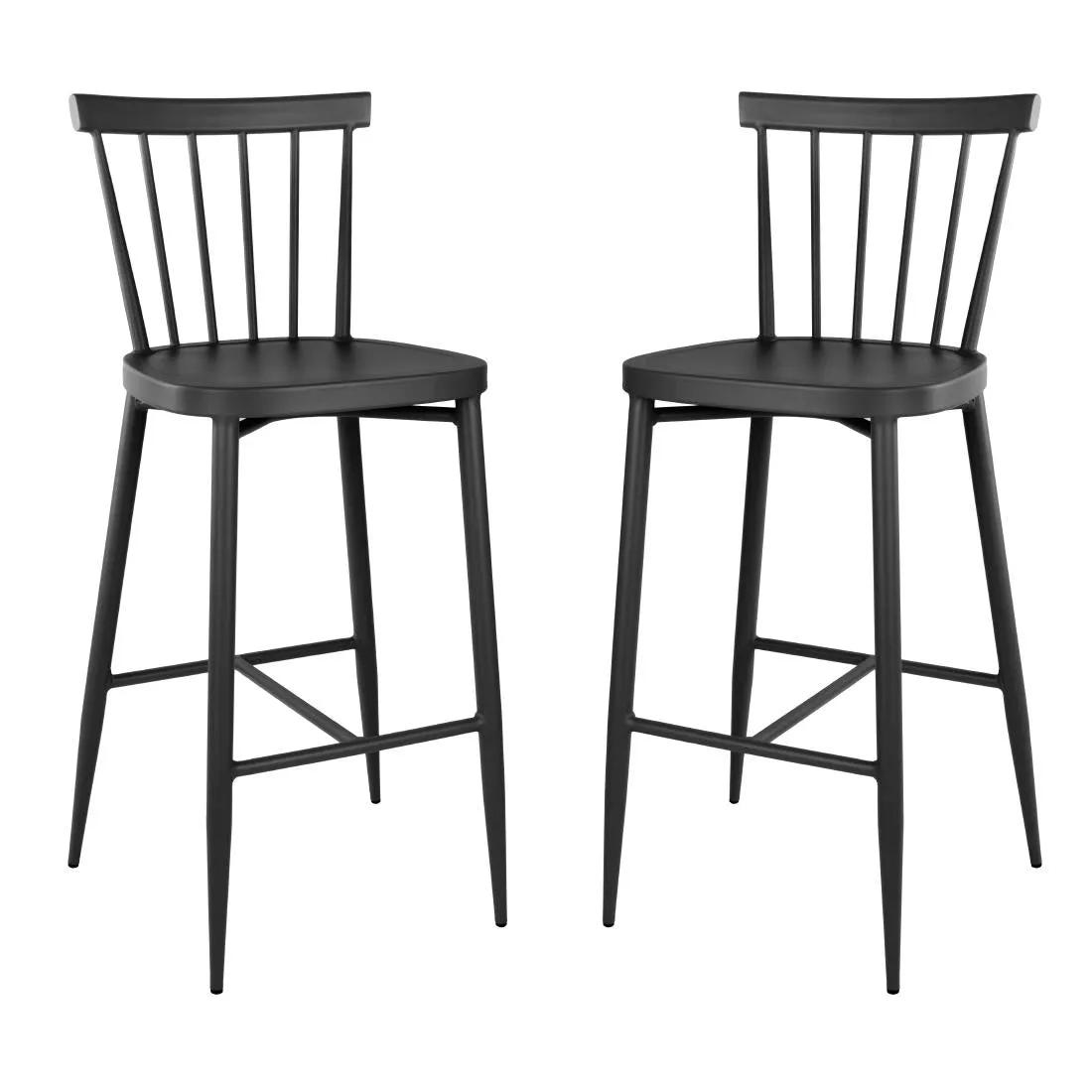 Bolero Windsor Aluminium Black High Stools (Pack of 2) - DX688