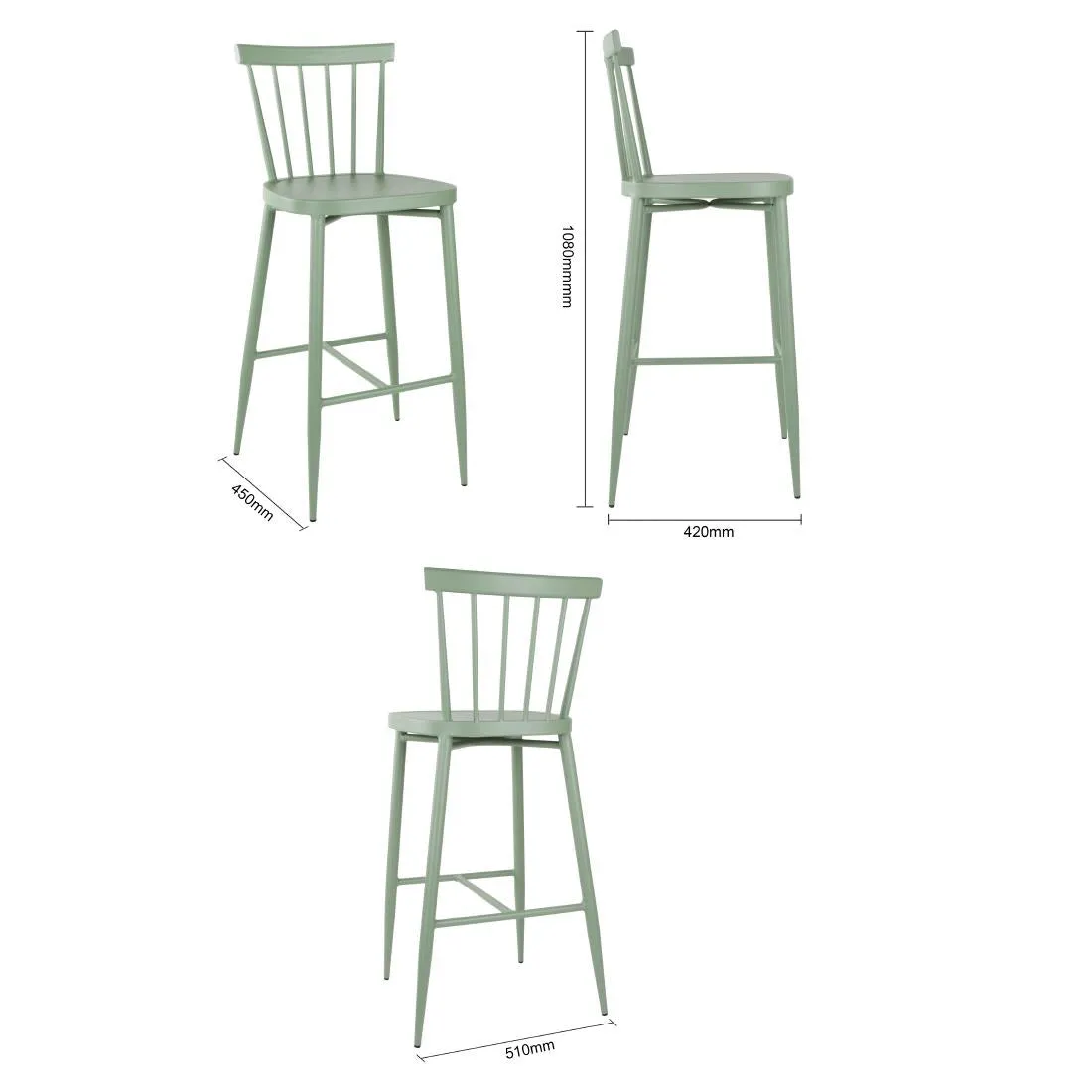 Bolero Windsor Aluminium Green High Stools (Pack of 2) - DX689