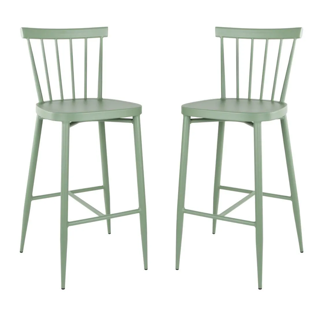 Bolero Windsor Aluminium Green High Stools (Pack of 2) - DX689