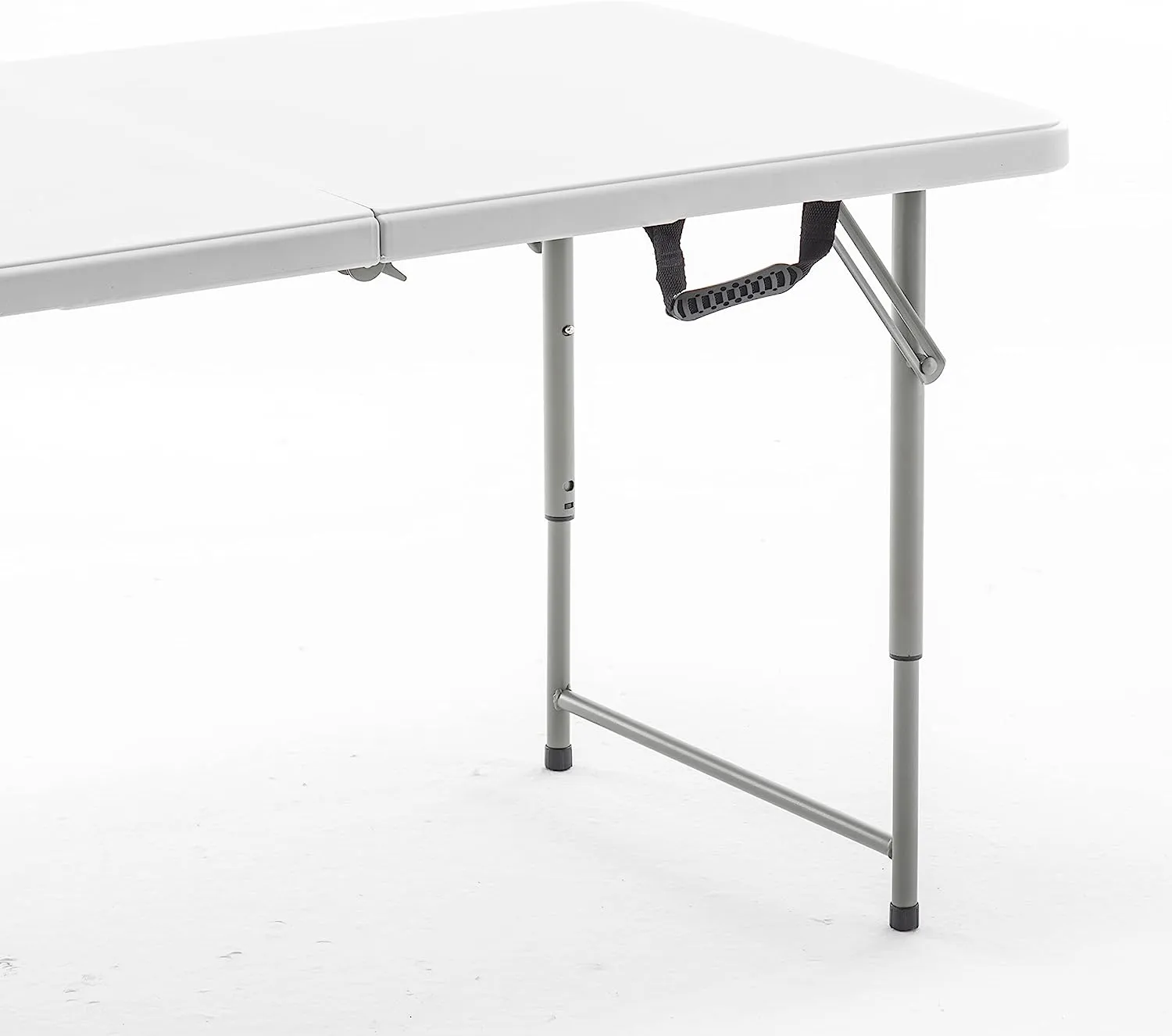 BTExpert Fold-in-Half Folding Utility Table 4 Feet Lightweight Height Adjustable Portable Carrying Handle Indoor Outdoor, Picnic Camping Office Home Party Convenient Easy to Clean Store & Care White