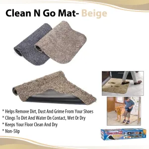 Clean-N-Go Mat - Versatile Dirt-Trapping Solution - Beige - 30"x 20"