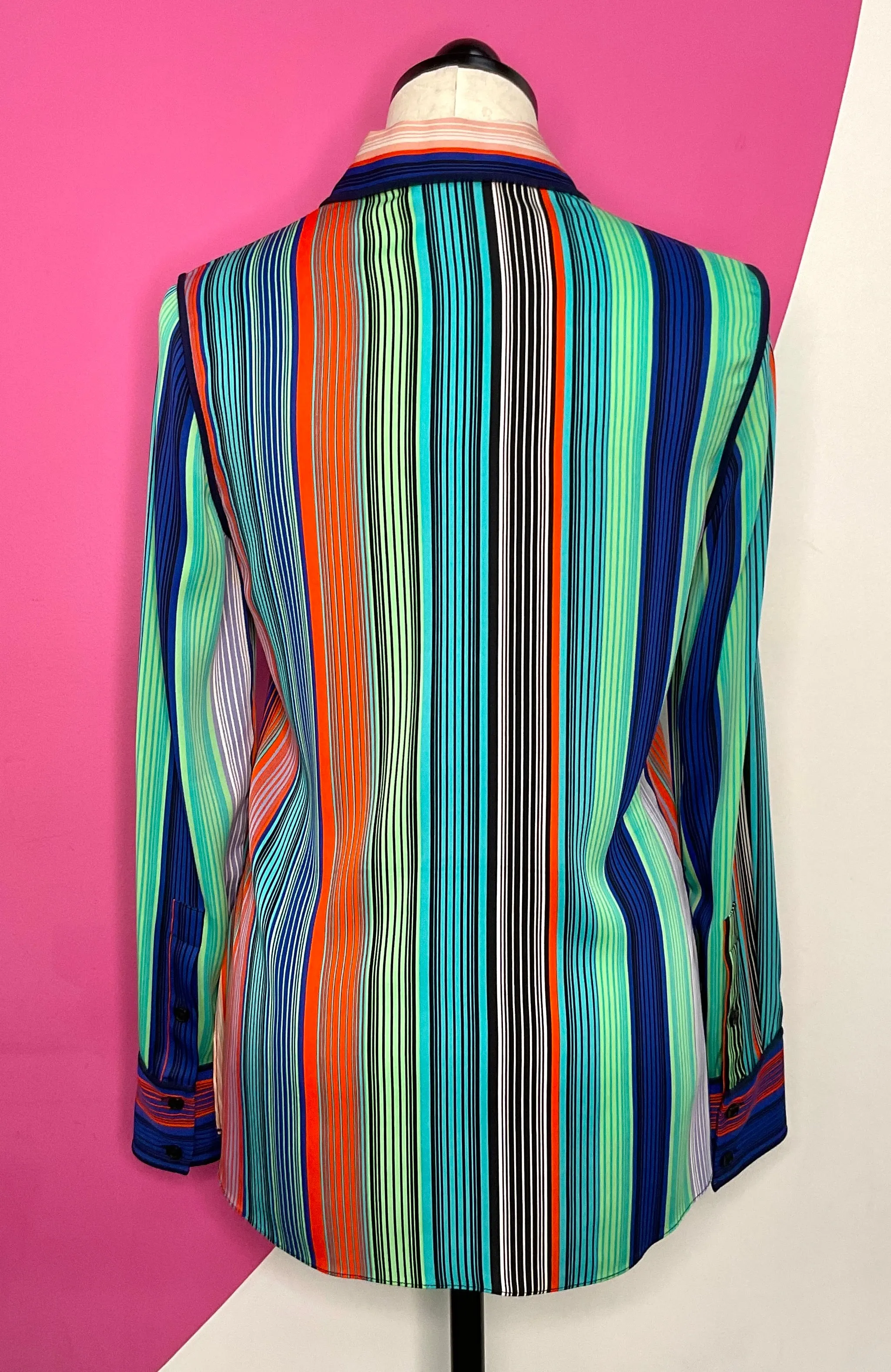 DIANE VON FURSTENBERG STRIPE SILK BLOUSE - 4