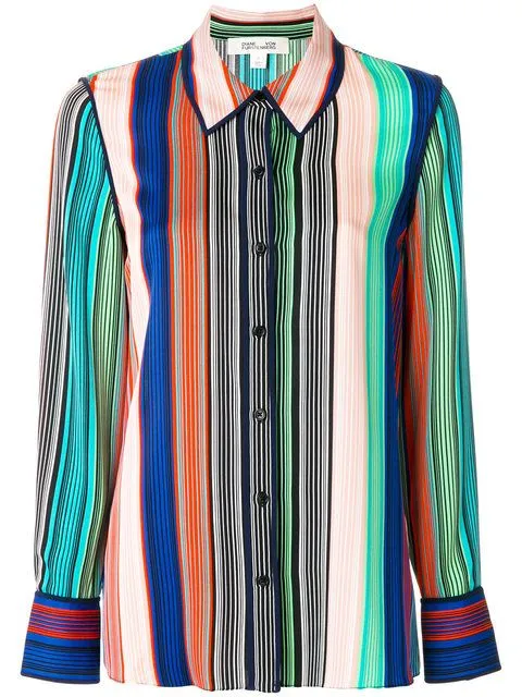 DIANE VON FURSTENBERG STRIPE SILK BLOUSE - 4