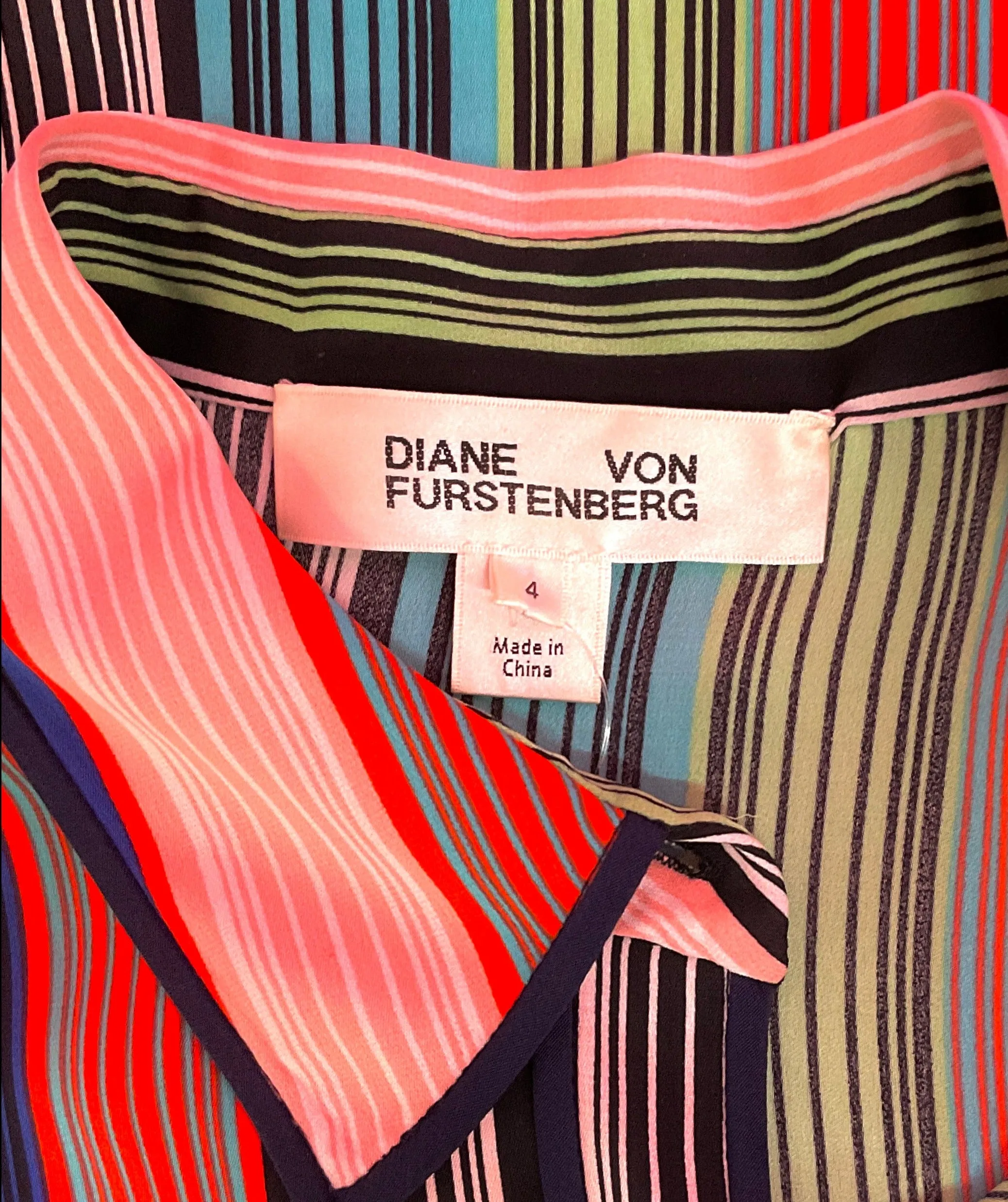 DIANE VON FURSTENBERG STRIPE SILK BLOUSE - 4