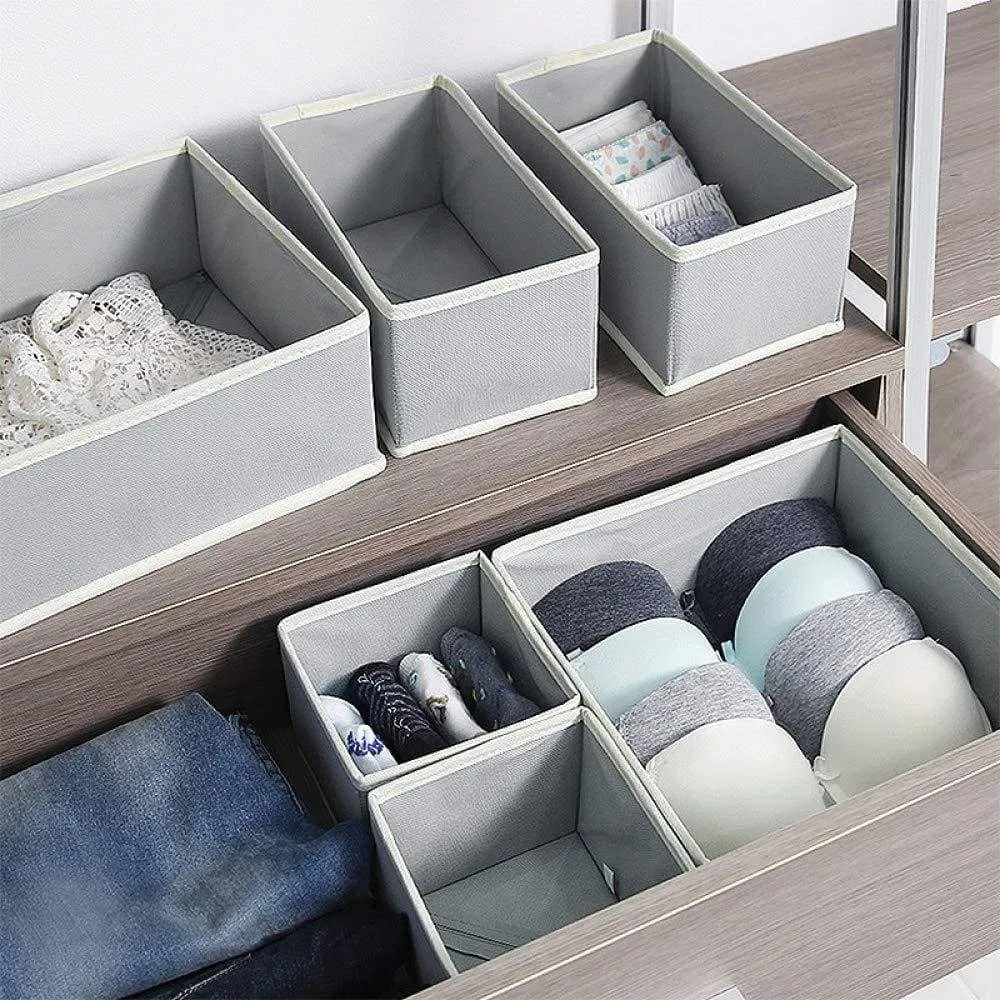 DIOMMELL Foldable Cloth Storage Box Closet Dresser Drawer Organizer Fabric Baskets Bins Containers Divider with Drawers for Baby Clothes Underwear Bras Socks Lingerie Clothing,Set of 12 Grey 444