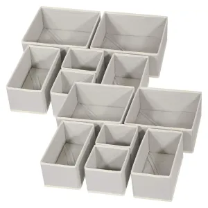 DIOMMELL Foldable Cloth Storage Box Closet Dresser Drawer Organizer Fabric Baskets Bins Containers Divider with Drawers for Baby Clothes Underwear Bras Socks Lingerie Clothing,Set of 12 Grey 444