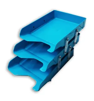 Document Tray 3tier Blue Plastic