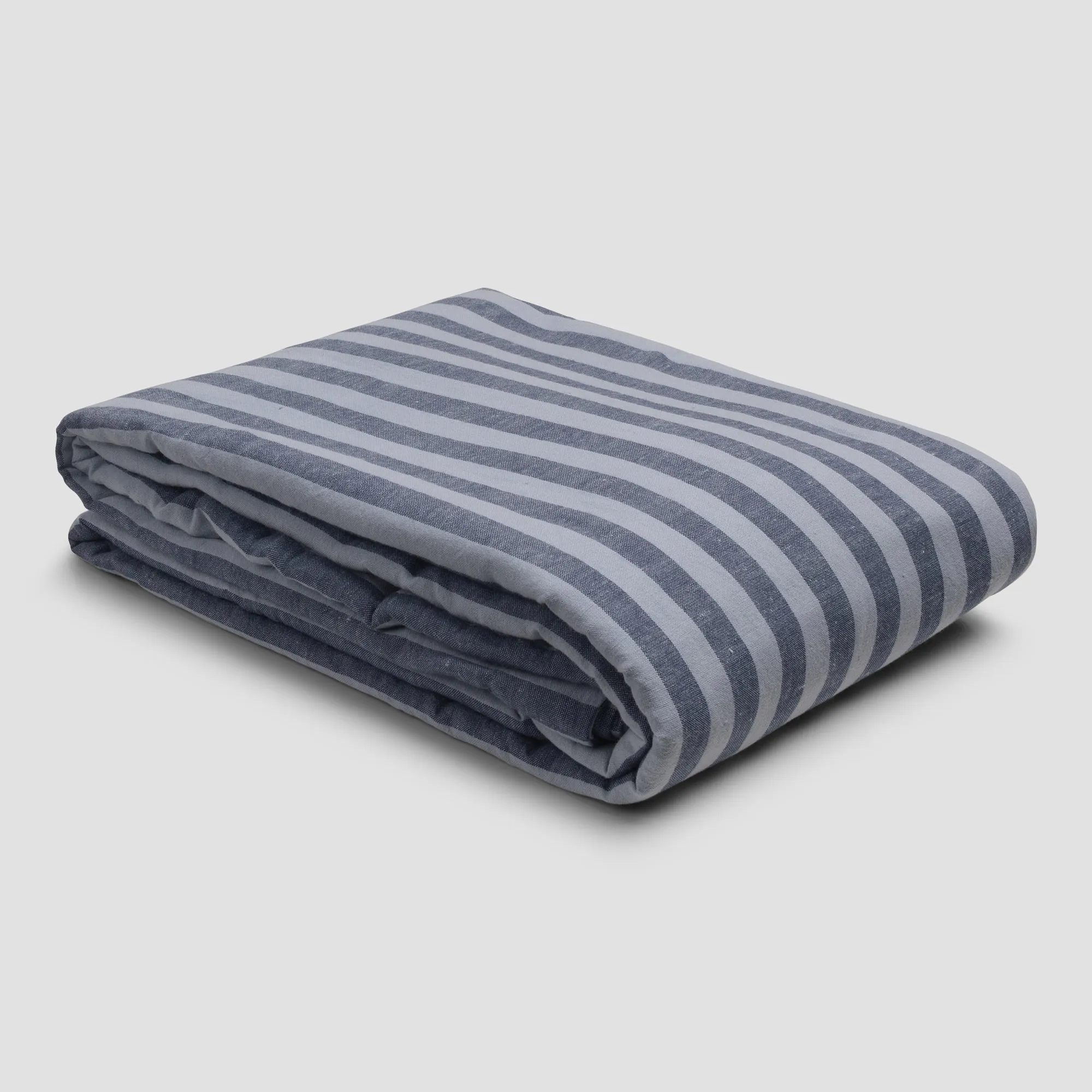 Dusty Blue Amberley Stripe Linen Blend Duvet Cover