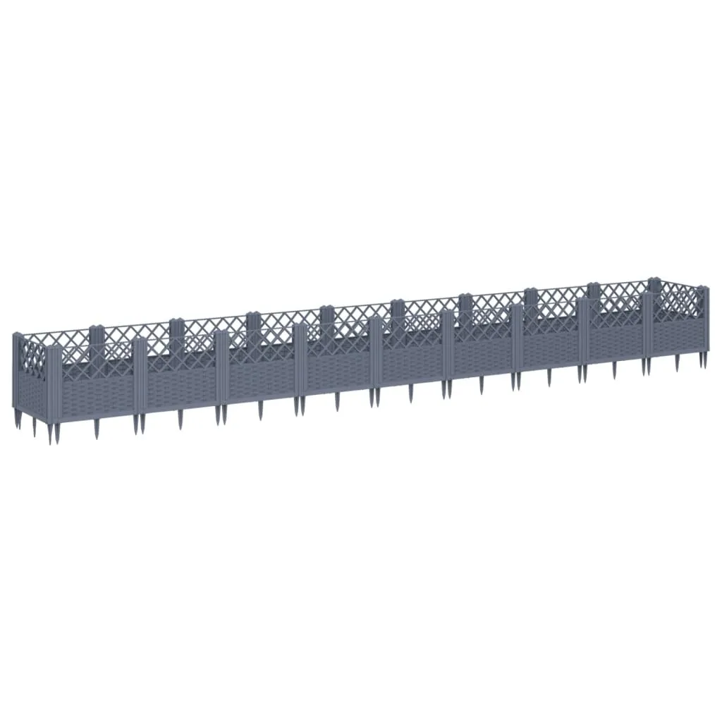 Garden Planter with Pegs Grey 363.5x43.5x43.5 cm PP