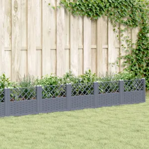 Garden Planter with Pegs Grey 363.5x43.5x43.5 cm PP