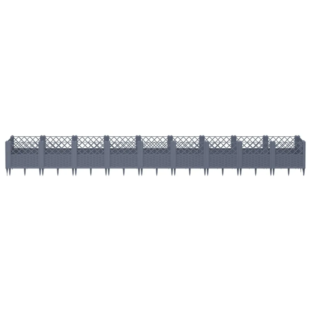 Garden Planter with Pegs Grey 363.5x43.5x43.5 cm PP