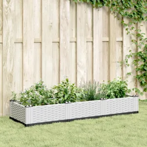 Garden Planter with Pegs White 125x40x28.5 cm PP