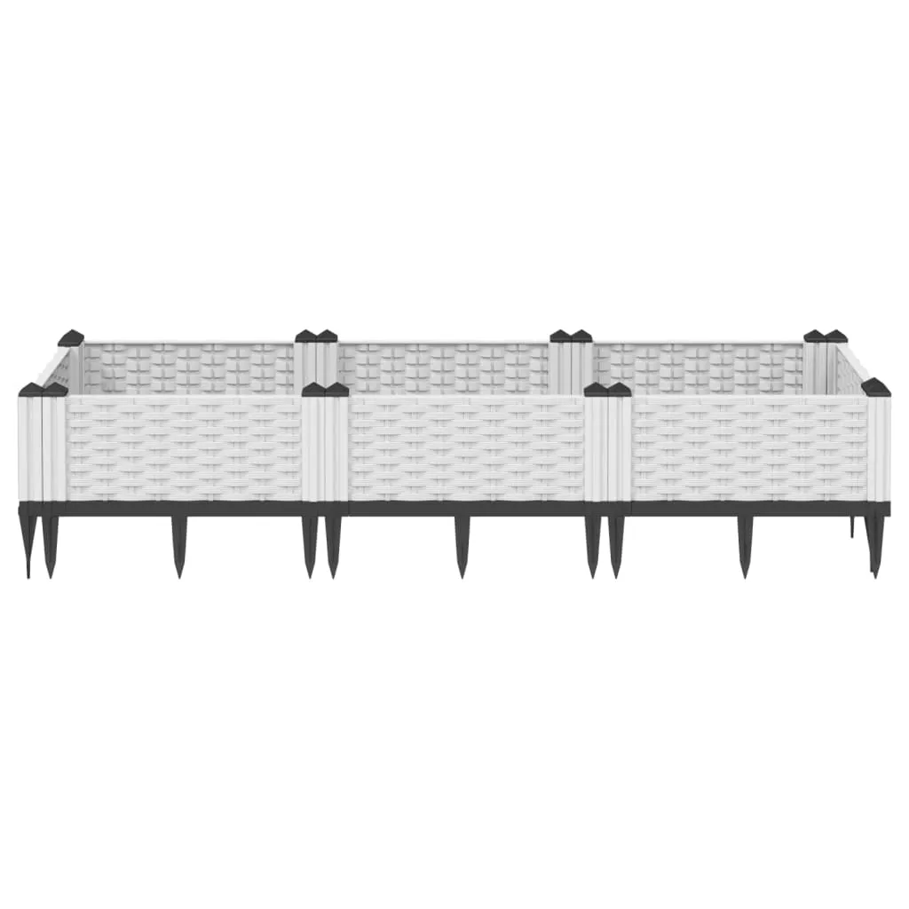 Garden Planter with Pegs White 125x40x28.5 cm PP