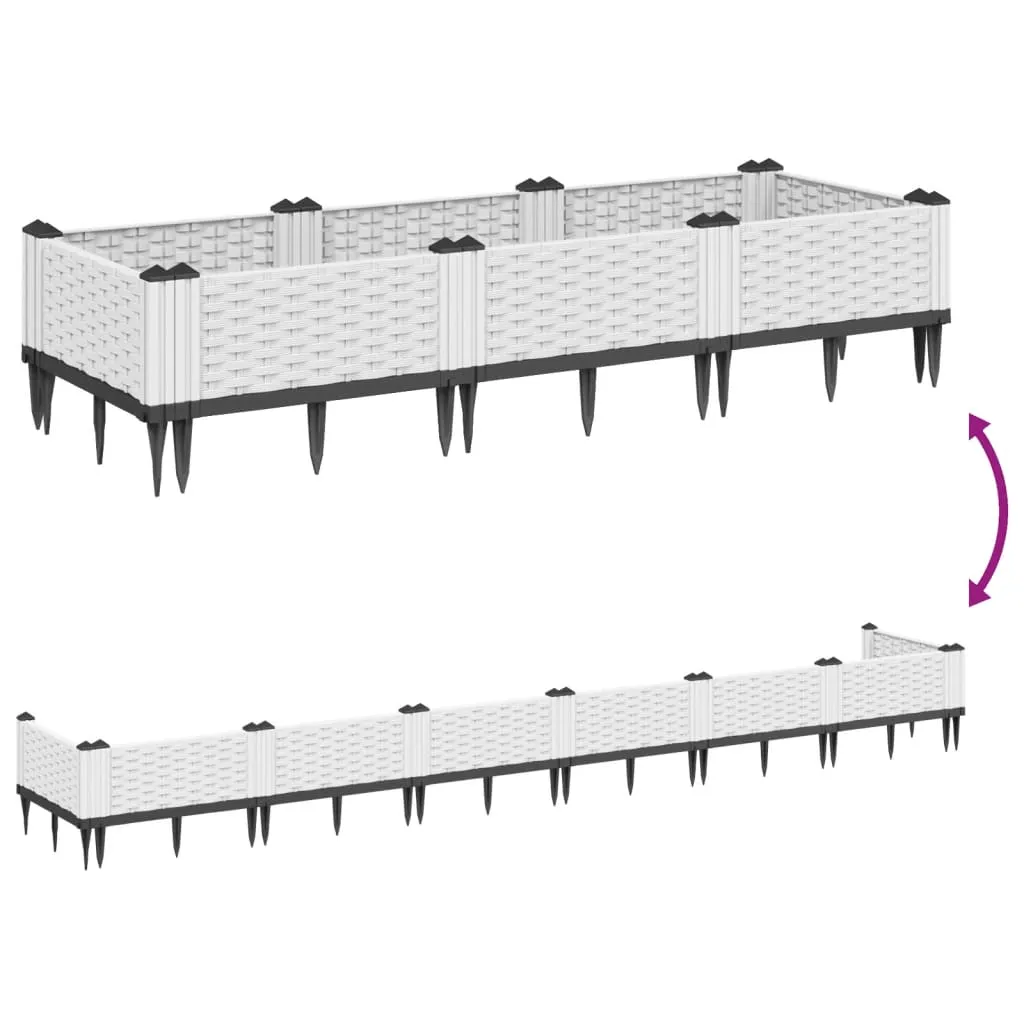 Garden Planter with Pegs White 125x40x28.5 cm PP