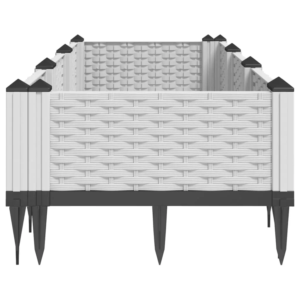 Garden Planter with Pegs White 125x40x28.5 cm PP