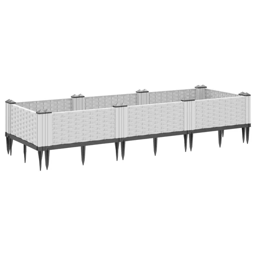 Garden Planter with Pegs White 125x40x28.5 cm PP