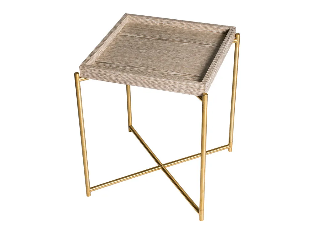 Gillmore Space Iris Square Side Table Weathered Oak Tray