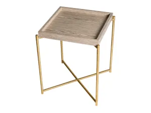 Gillmore Space Iris Square Side Table Weathered Oak Tray