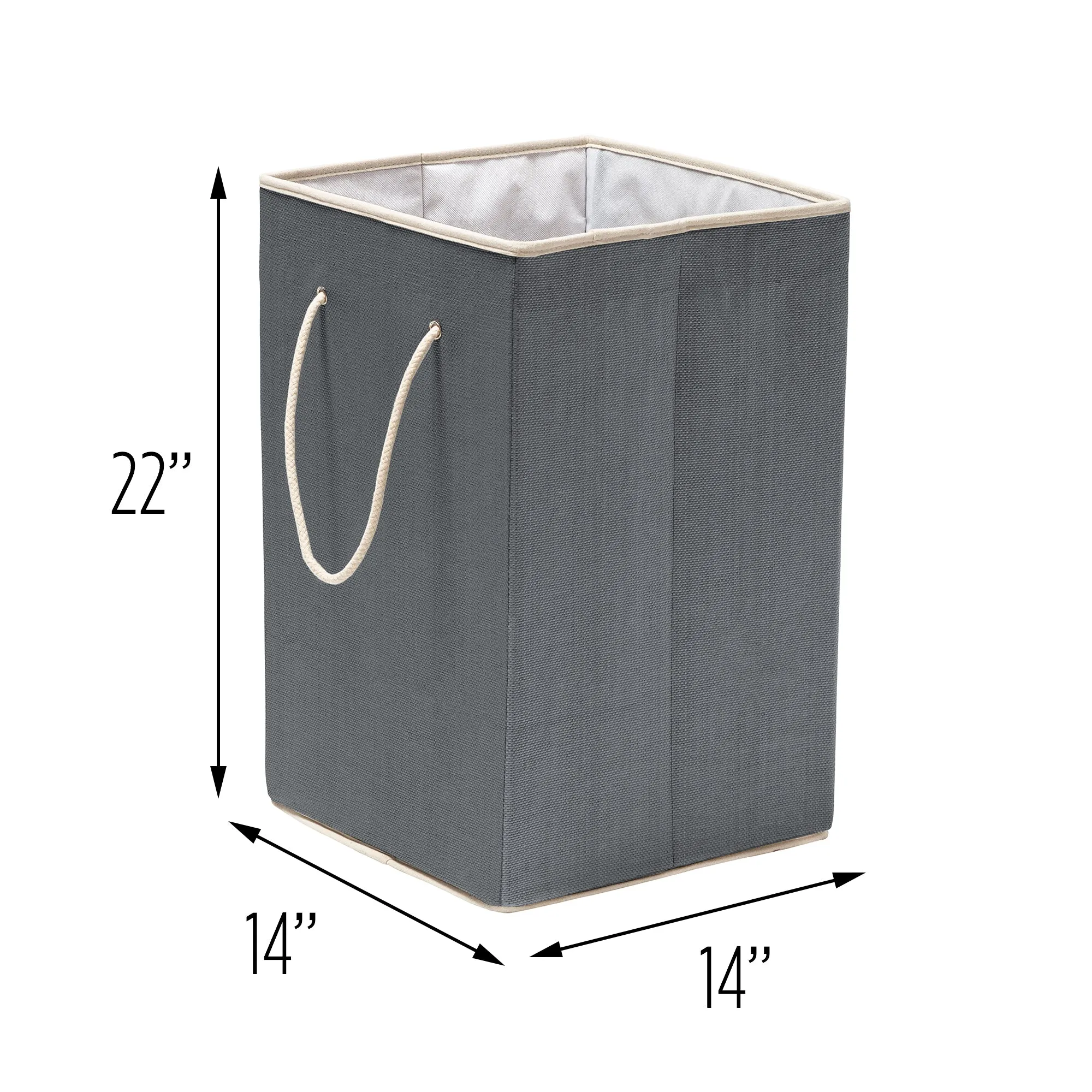 Gray Resin Square Laundry Hamper with Handles