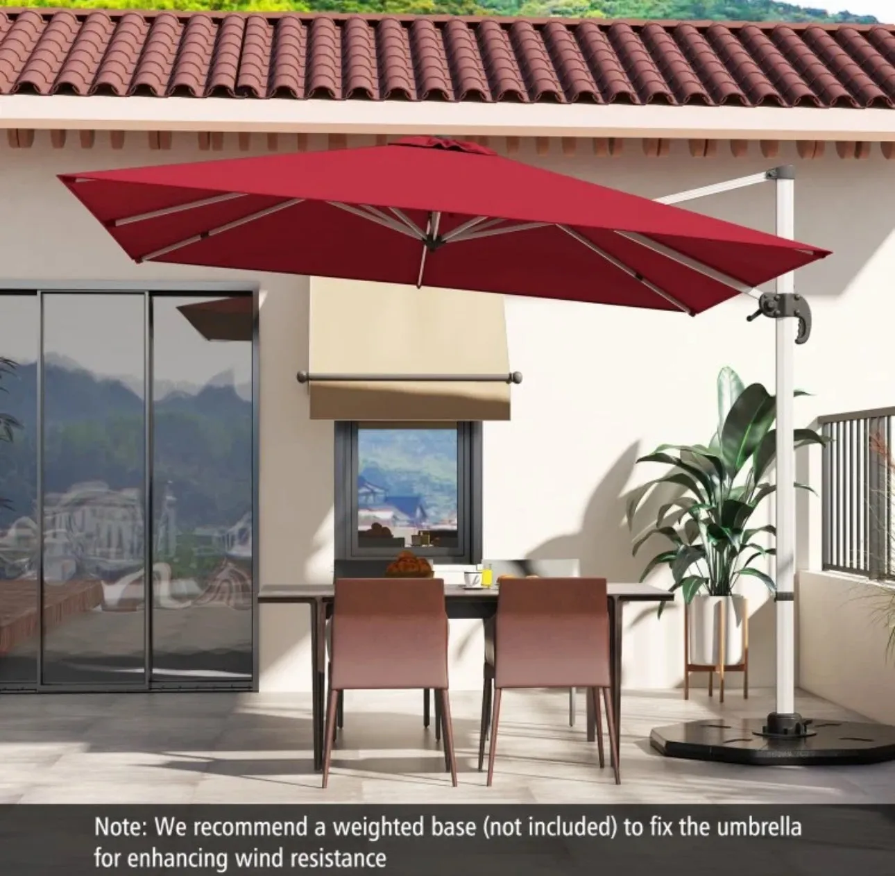 Heavy Duty Sturdy 10FT Outdoor Patio Canopy Umbrella Square Cantilever Umbrella With 360° Rotation & 5 Adjustable Tilt | Vent | Easy Operate