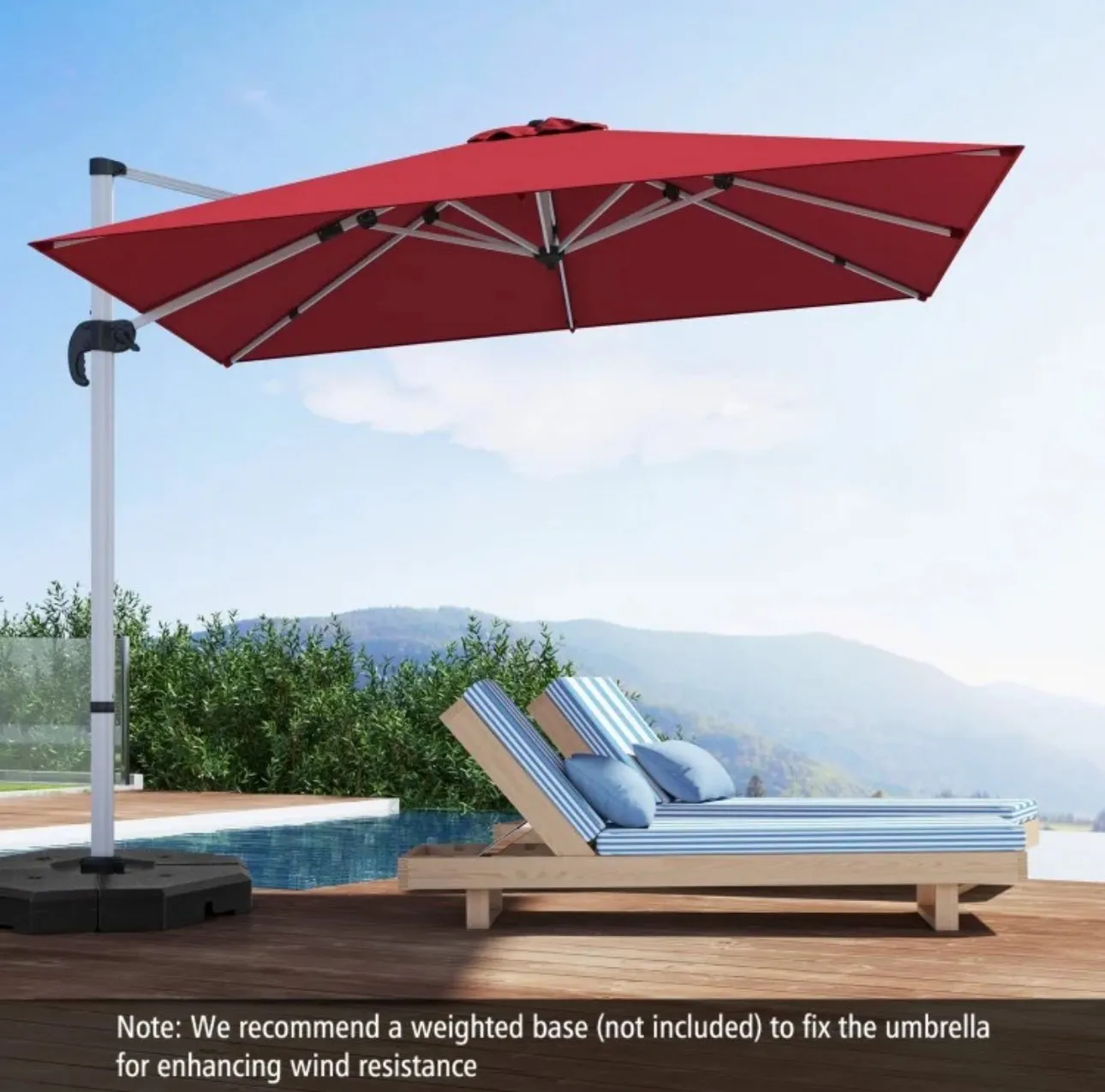 Heavy Duty Sturdy 10FT Outdoor Patio Canopy Umbrella Square Cantilever Umbrella With 360° Rotation & 5 Adjustable Tilt | Vent | Easy Operate