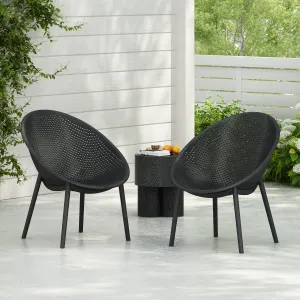 Indoor & Outdoor Polypropelene Plastic Gable Accent Chair, Set of 2