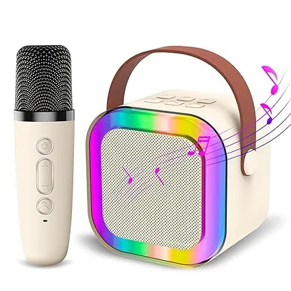 Karaoke Bluetooth Speaker with Led Lights and Wireless Microphone