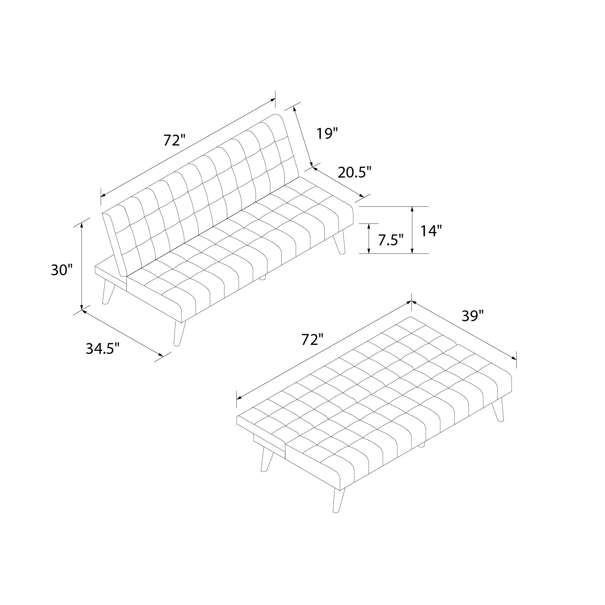 Keiran Armless Upholstered Futon