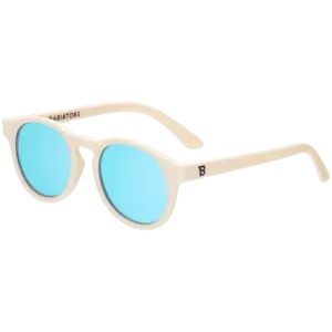 Keyhole Sunglasses - Sweet Cream with Turquoise Blue Mirrored Lenses